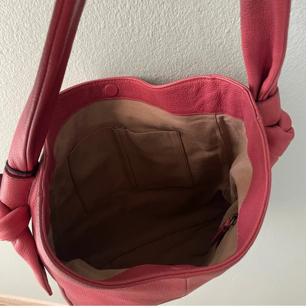 Frye | Cupid Red Leather Nora Knotted Hobo Bag - Picture 8 of 12